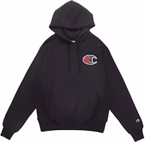 Champion Fleece Hoodie Black - Embroidered C Logo Unisex Pullover Sweatshirt GF68Y07472BKC