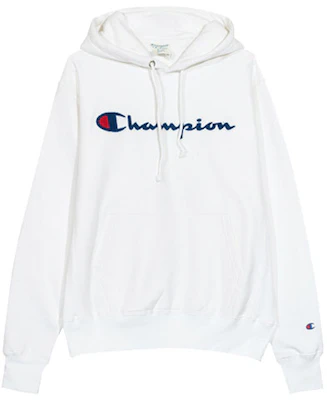 Champion Flocked Script Slim Fit Pullover Hoodie White (US Edition) GF68-Y07470-WHC Buy Champion Flocked Script Slim Fit Pullover Hoodie White (US Edition) GF68-Y07470-WHC