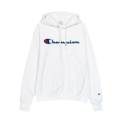 Champion Flocked Script Slim Fit Pullover Hoodie White (US Edition) GF68-Y07470-WHC
