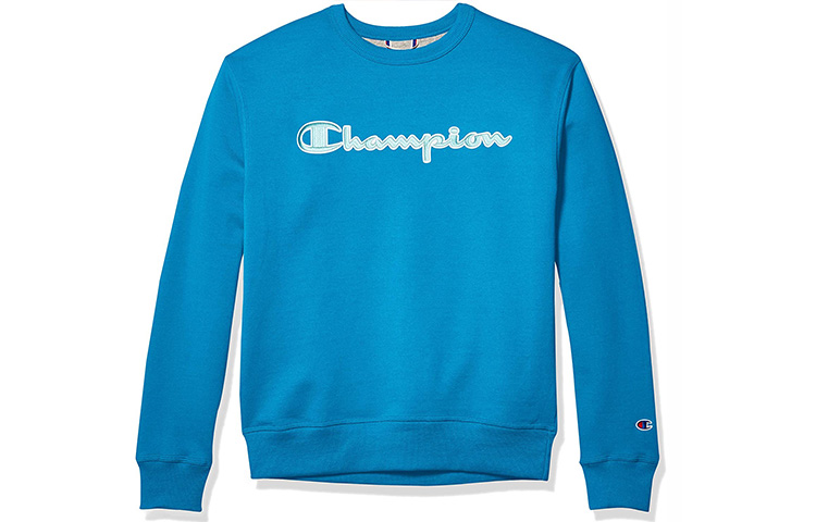 Champion FW21 Script Logo Embroidered Fleece Crewneck Sweatshirt Unisex Blue GF88H-Y08169-7YF