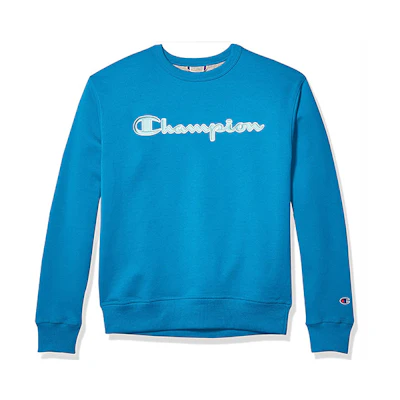 Champion FW21 Script Logo Embroidered Fleece Crewneck Sweatshirt Unisex Blue GF88H-Y08169-7YF