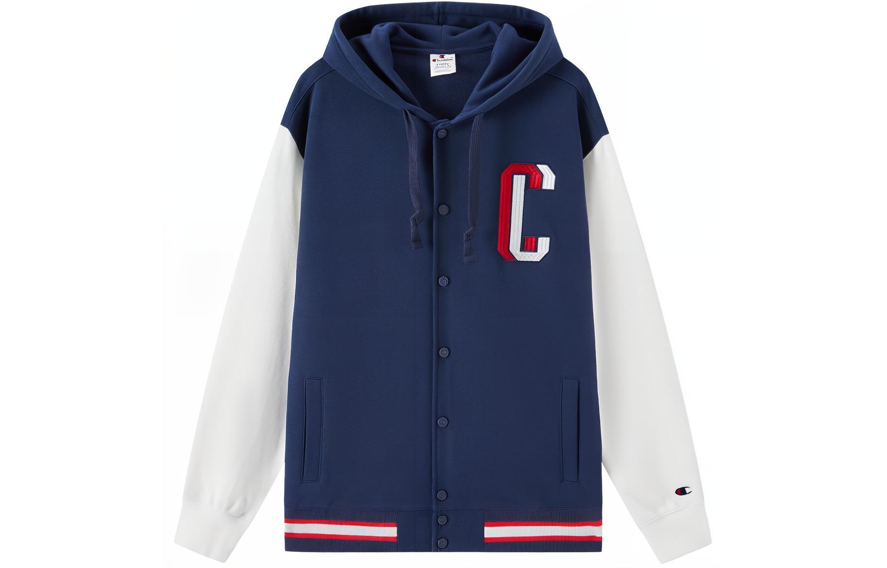 Champion FW22 Embroidered Logo Snap-Up Hoodie Jacket Unisex European Edition EM-XOT05