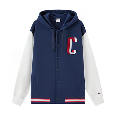 Champion FW22 Embroidered Logo Snap-Up Hoodie Jacket Unisex European Edition EM-XOT05