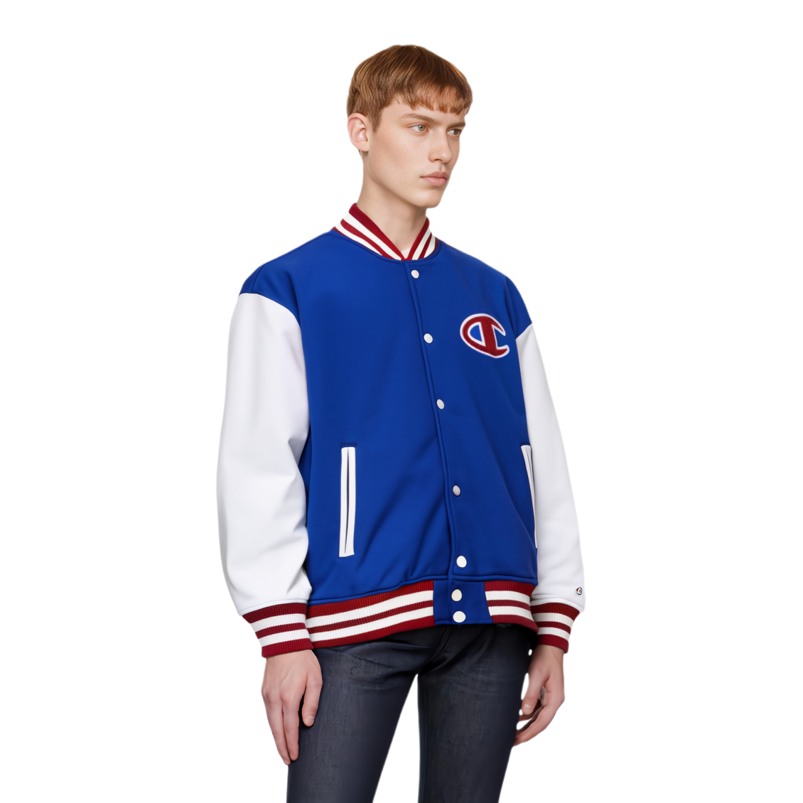 Shop Champion FW22 Fleece Lined Logo Print Jacket Unisex Warm Casual Sportswear C2-W003
