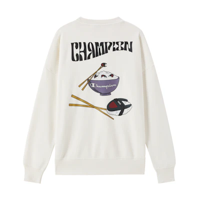 Champion FW22 Food Graffiti Logo Graphic Relaxed Crewneck Sweatshirt Unisex EM-WSW19