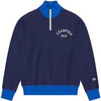 Champion FW22 Golf Colorblock Zip-Up Navy Sweatshirt Unisex Japan Edition C3-WG406 Champion FW22 Golf Colorblock Zip-Up Navy Sweatshirt Unisex Japan Edition C3-WG406