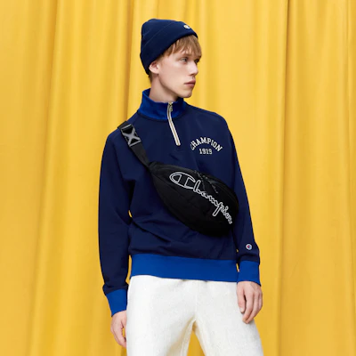 Champion FW22 Golf Colorblock Zip-Up Navy Sweatshirt Unisex Japan Edition C3-WG406 Shop Champion FW22 Golf Colorblock Zip-Up Navy Sweatshirt Unisex Japan Edition C3-WG406