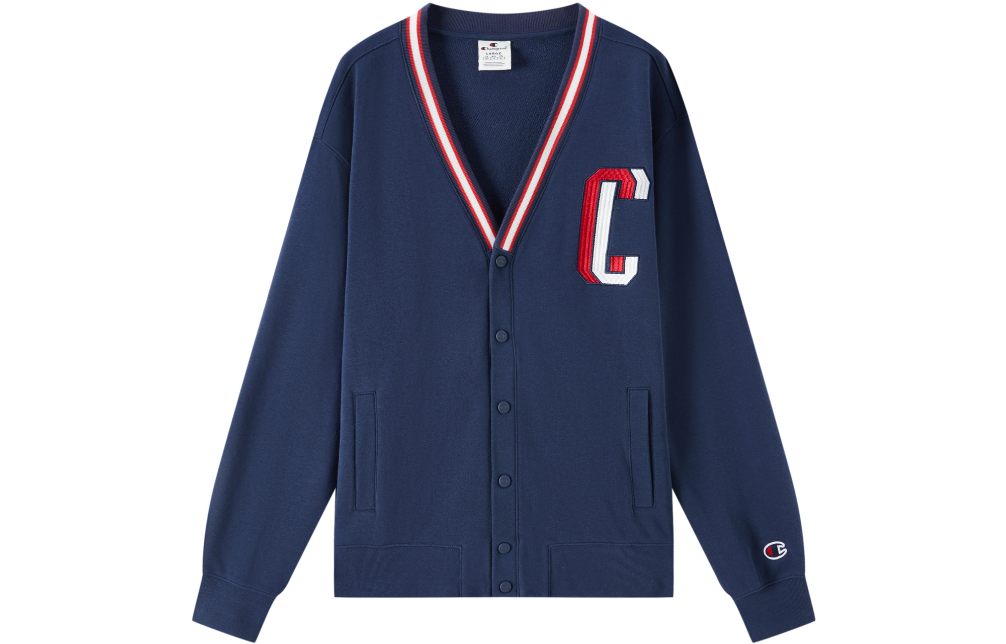Champion FW22 Letter Logo Embroidered V-Neck Cardigan Sweater Unisex European Version EM-XOT06