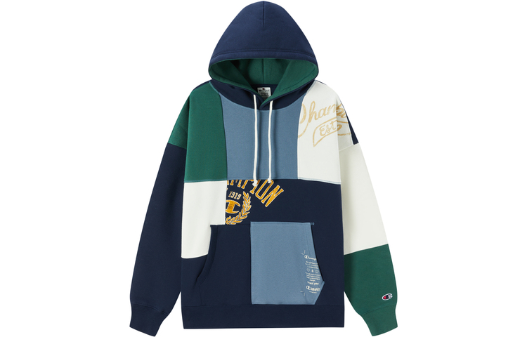 Champion FW22 Rochester Thick Fleece C-Logo Colorblock Hoodie Navy Unisex Winter EM-WSW08