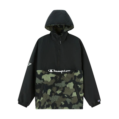 Champion FW22 Script Logo Color Block Hoodie Jacket Green Patchwork Unisex UM-WOT05