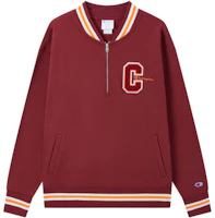 Champion FW22 Thick Fleece Half-Zip Jacket Big C-Logo Baseball Collar Unisex UM-WOT06 Champion FW22 Thick Fleece Half-Zip Jacket Big C-Logo Baseball Collar Unisex UM-WOT06