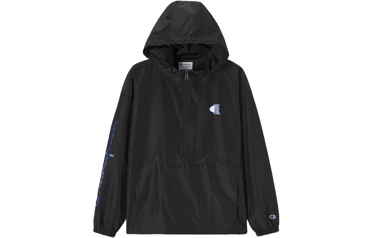 Champion FW22 Unisex Athletics Logo Print Hooded Jacket Black UM-WOT02