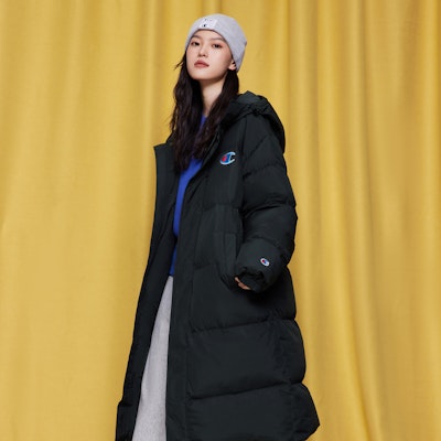 チャンピオン FW22 USライフ 無地ロゴパターンフーディー ダウンジャケット 男女兼用 ルーズフィット UU-WDJ02 3