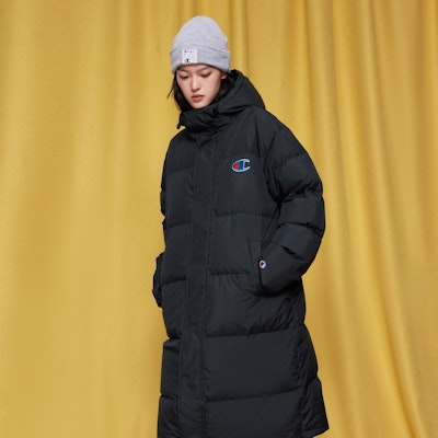 チャンピオン FW22 USライフ 無地ロゴパターンフーディー ダウンジャケット 男女兼用 ルーズフィット UU-WDJ02 1