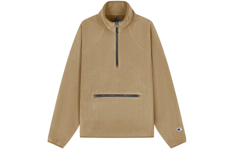 Order Champion FW23 Jaket Fleece Half-Zip Hitam Unisex Edisi Jepang Casual C3-Y022