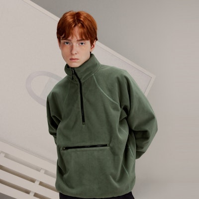 Champion FW23 Jaket Fleece Half-Zip Hitam Unisex Edisi Jepang Casual C3-Y022 1