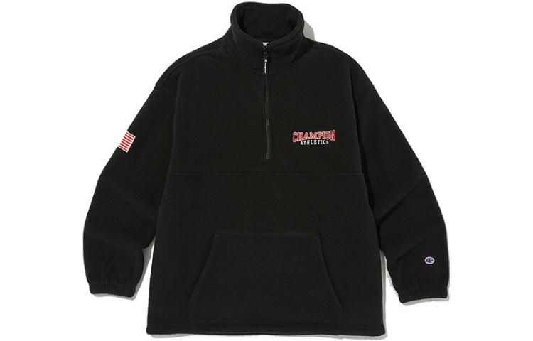 Champion FW23 Black Relaxed Fit Half-Zip High Neck Sweatshirt CKTS3F845BK