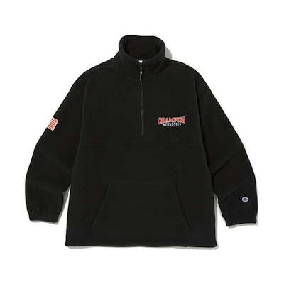 Champion FW23 Black Relaxed Fit Half-Zip High Neck Sweatshirt CKTS3F845BK