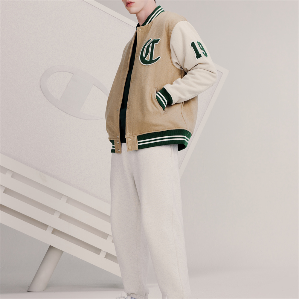 Shop Champion FW23 Campus Collection Thick Patchwork Varsity Baseball Jacket Unisex C3-Y606
