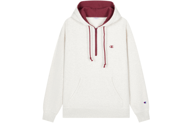 Champion FW23 Campus Fleece Half-Zip Hoodie with Small C-Logo - Unisex Japan Edition C3-Y103