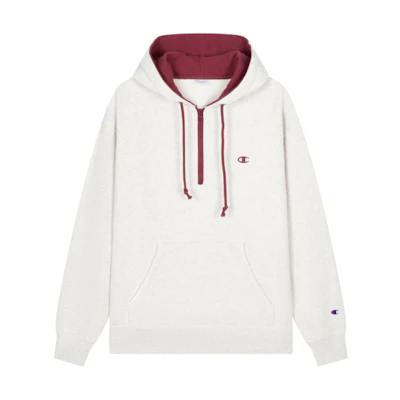 Champion FW23 Campus Fleece Half-Zip Hoodie with Small C-Logo - Unisex Japan Edition C3-Y103