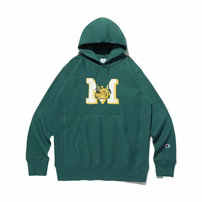 Champion FW23 Green Letter Print Pullover Hoodie Unisex Long Sleeve CKTS3F503E2