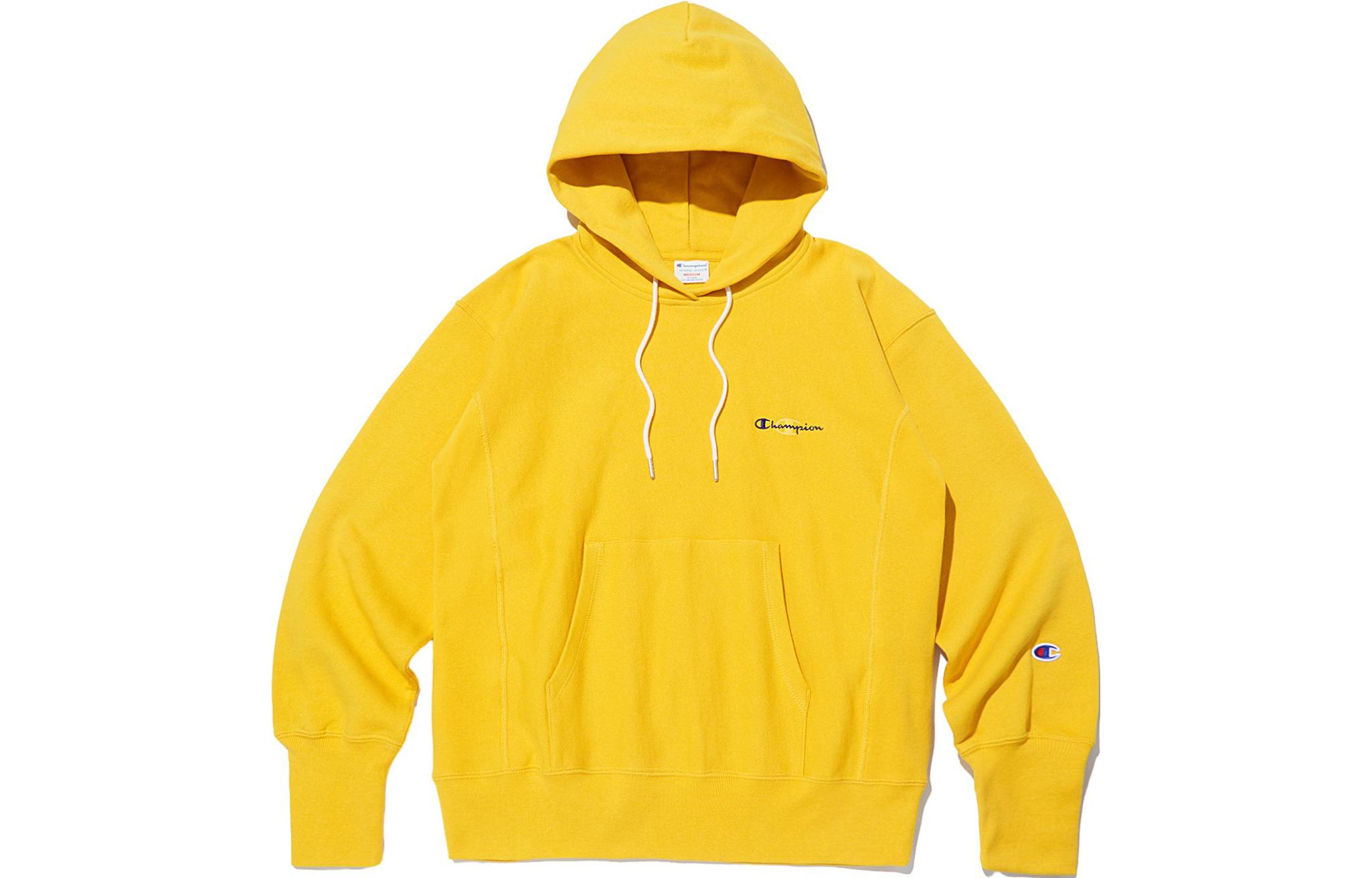 Champion FW23 Letter Logo Pullover Hoodie Yellow Unisex CKTS3F561Y2