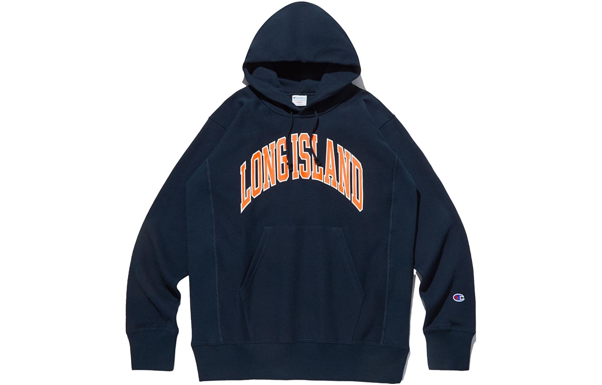 Champion FW23 Letter Print Pullover Hoodie Unisex Blue CKTS3F503N2