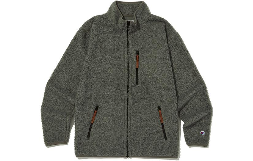Champion FW23 Logo High Collar Zip-Up Loose Fit Jacket Dark Gray CKJA3F323G3