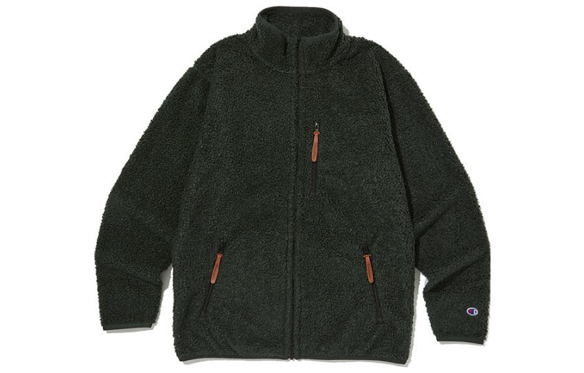 Champion FW23 Logo Mock Neck Zip-Up Loose Fit Solid Jacket Green () CKJA3F323E3