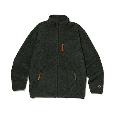 Champion FW23 Logo Mock Neck Zip-Up Loose Fit Solid Jacket Green () CKJA3F323E3