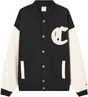 Champion FW23 Rochester Black Colorblock Baseball Jacket - Unisex Varsity Style EM-YOT05 Champion FW23 Rochester Black Colorblock Baseball Jacket - Unisex Varsity Style EM-YOT05