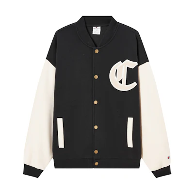 Champion FW23 Rochester Black Colorblock Baseball Jacket - Unisex Varsity Style EM-YOT05
