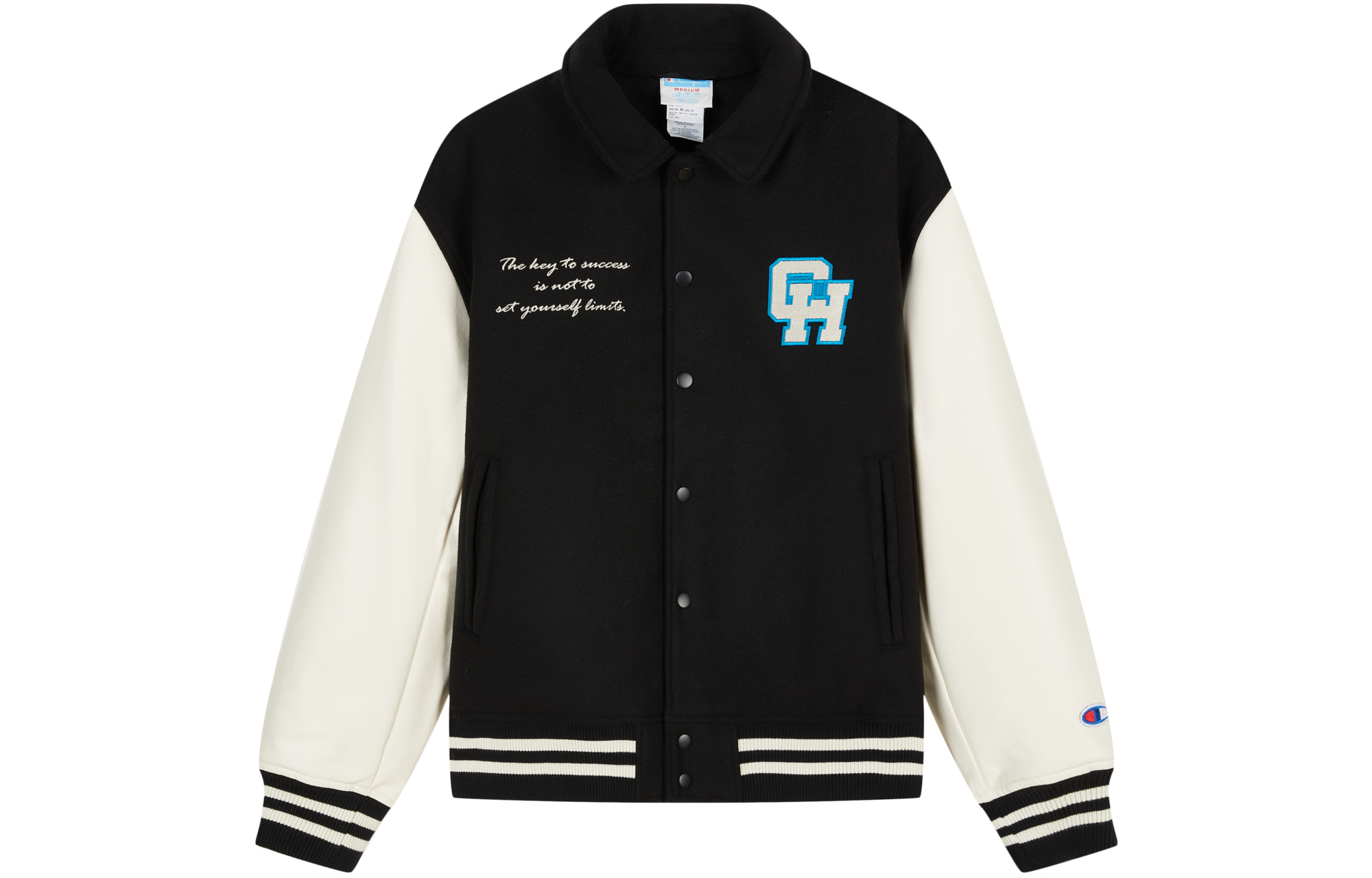 Order Champion 2023秋冬男女拼色字母补丁棒球羽绒夹克. UM-YDJ05