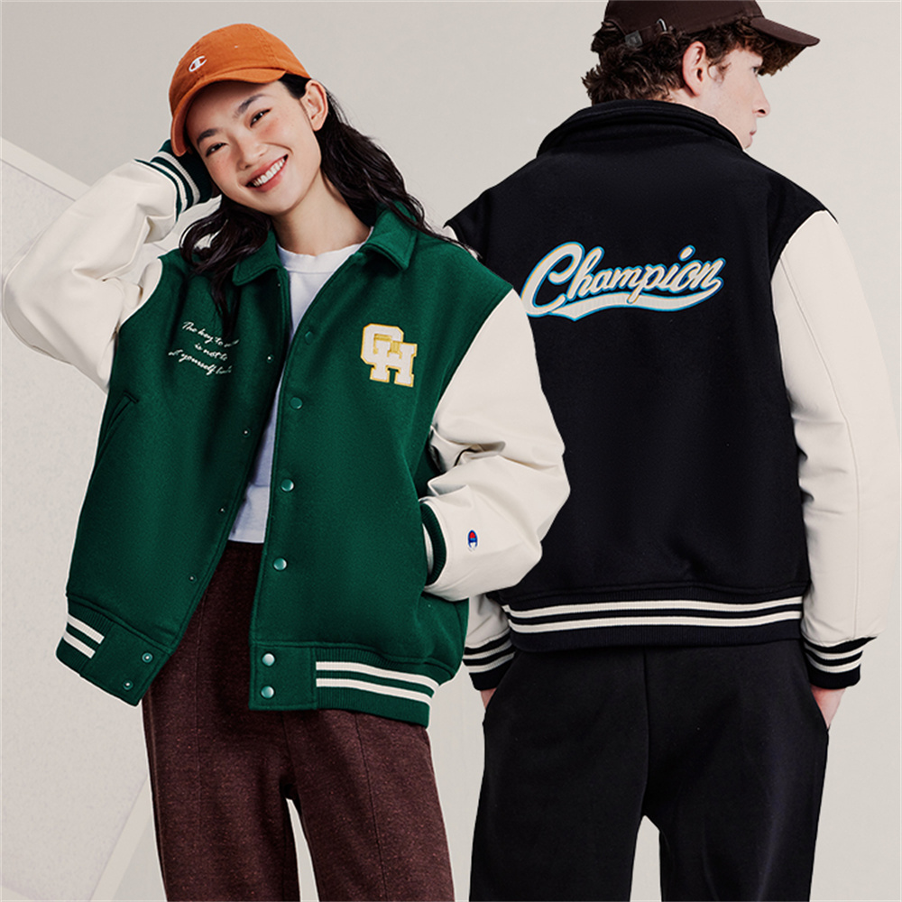 Details for Champion 2023秋冬男女拼色字母补丁棒球羽绒夹克. UM-YDJ05