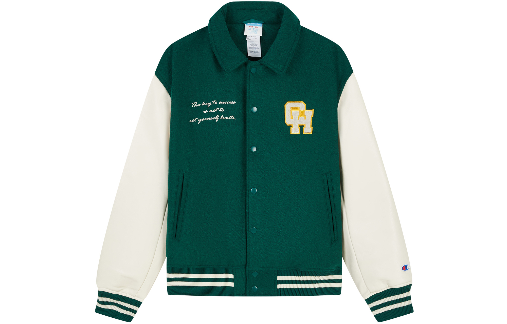 Sizing Champion 2023秋冬男女拼色字母补丁棒球羽绒夹克. UM-YDJ05