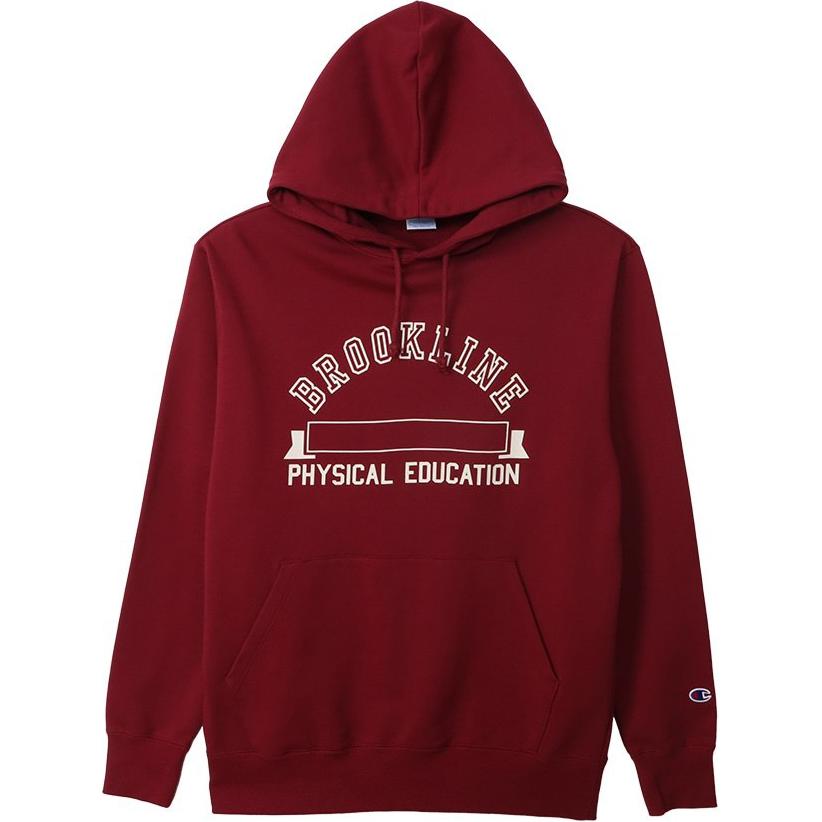 Champion FW24 Arch Logo Print Hoodie Unisex Maroon C3-A128-109