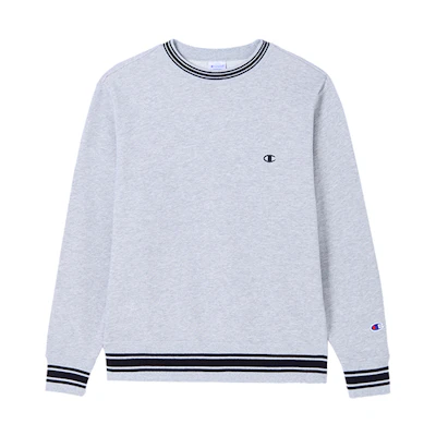 Champion FW24 Basic Embroidered Small C-Logo Crewneck Sweatshirt Gray Unisex Casual Wear U4CSWJM063