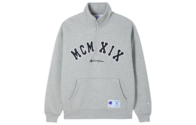 Champion FW24 Fleece Lined Half-Zip Embroidered Logo Sweatshirt Unisex Casual Wear U4CSWJM048