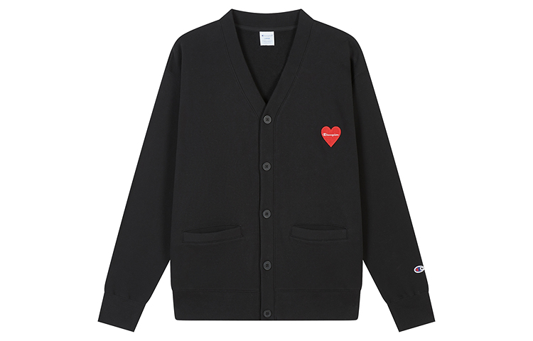 Champion FW24 Japan SMU 2 Heart Logo V-Neck Cardigan Sweatshirt Unisex U4CSWSM037