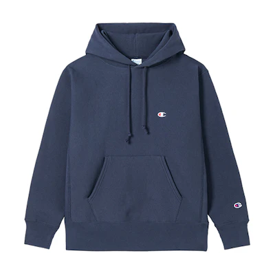 Champion FW24 Reverse Weave Classic C-Logo Hoodie Navy Unisex Japan Edition U4CSWJM064