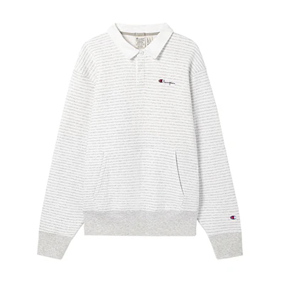 Champion FW24 Reverse Weave Embroidered Script Logo Striped Pullover Sweatshirt Unisex U4CSWUM096