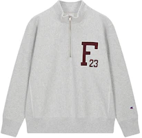 Champion FW24 Reverse Weave Half-Zip Embroidered Logo Fleece Sweatshirt Light Grey U4CSWJM051 Champion FW24 Reverse Weave Half-Zip Embroidered Logo Fleece Sweatshirt Light Grey U4CSWJM051