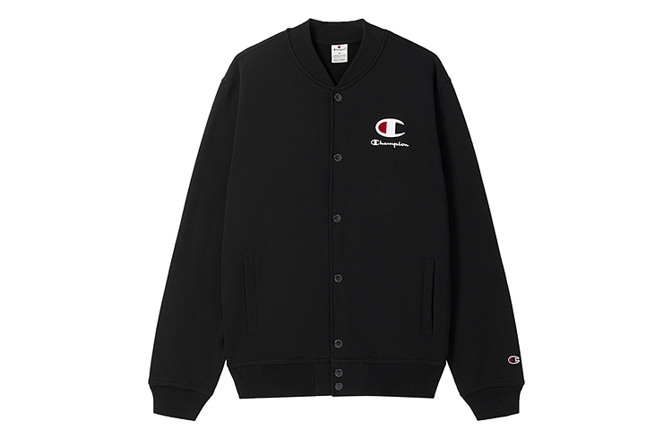 Champion FW24 Script Embroidered Logo Fleece Baseball Jacket Unisex Casual Style U4CSWEM015