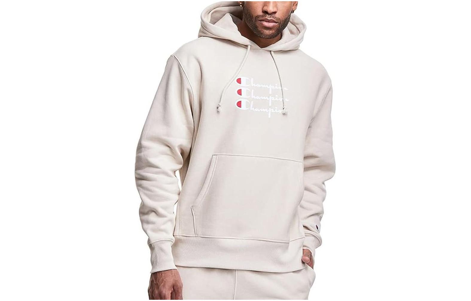 Champion Graphic Print Hoodie with Drawstring Kangaroo Pocket - Off White S2974-590103-VRC