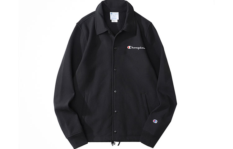 Champion Grass Script Embroidered Thick Coach Jacket Unisex Black (US Version) V5843-550723-003