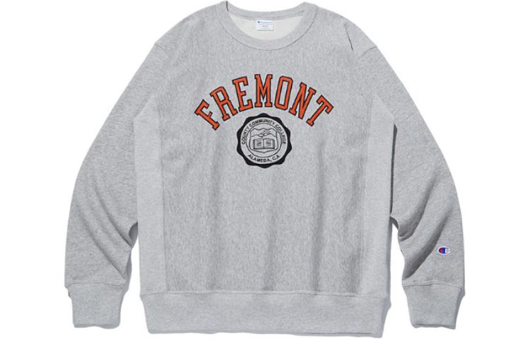 Champion Gray Crewneck Sweatshirt with Letter Print Casual Design CKTS3F304G2
