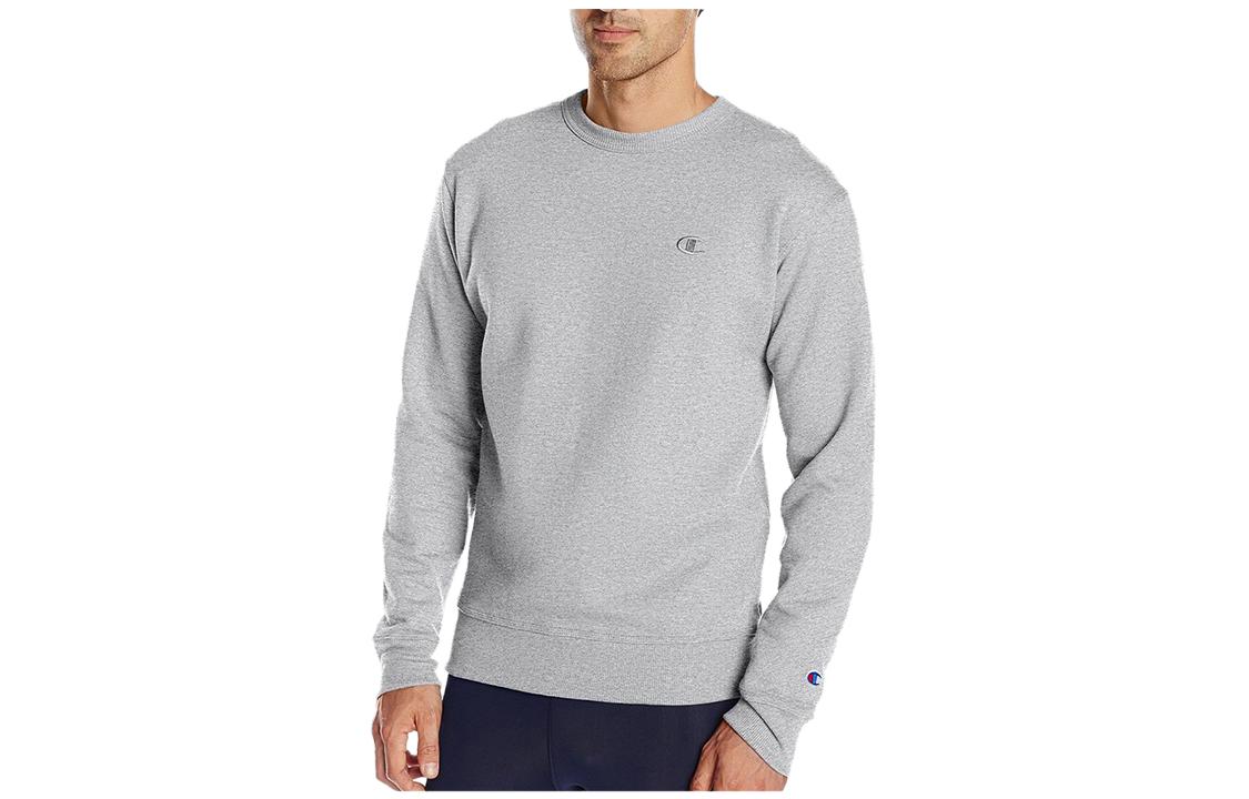 Champion Grey Crewneck Fleece Sweatshirt with Solid Logo Design S0888-407D55-45