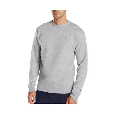 Champion Grey Crewneck Fleece Sweatshirt with Solid Logo Design S0888-407D55-45