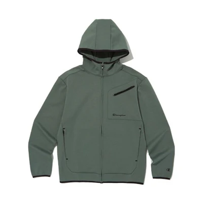 Champion Grey Hoodie Jacket with Letter Print and Full-Zip Closure CKTS3F718CG